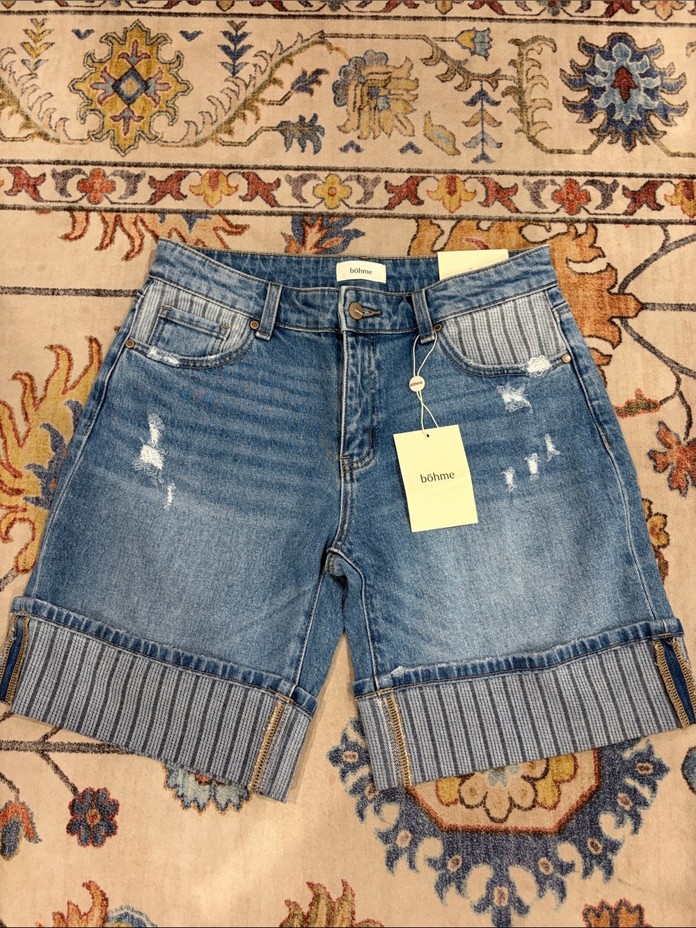 Bohme Women’s Blue Denim Rolled-Hem Shorts